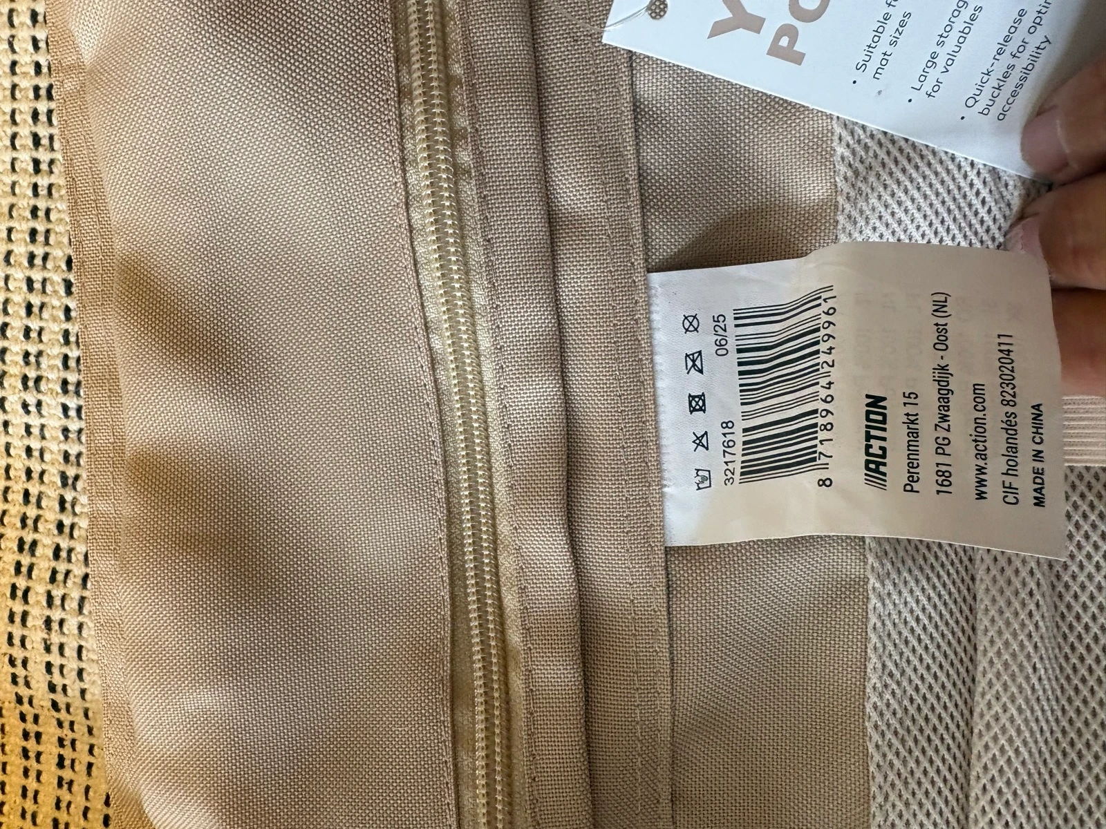 Bolsa arnes para esteira yoga pilates bege yoga pouch sac tapis – photo 3